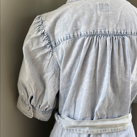 Gap chambray poof sleeved midi dress with pockets eUC size L - Picture 5 of 12